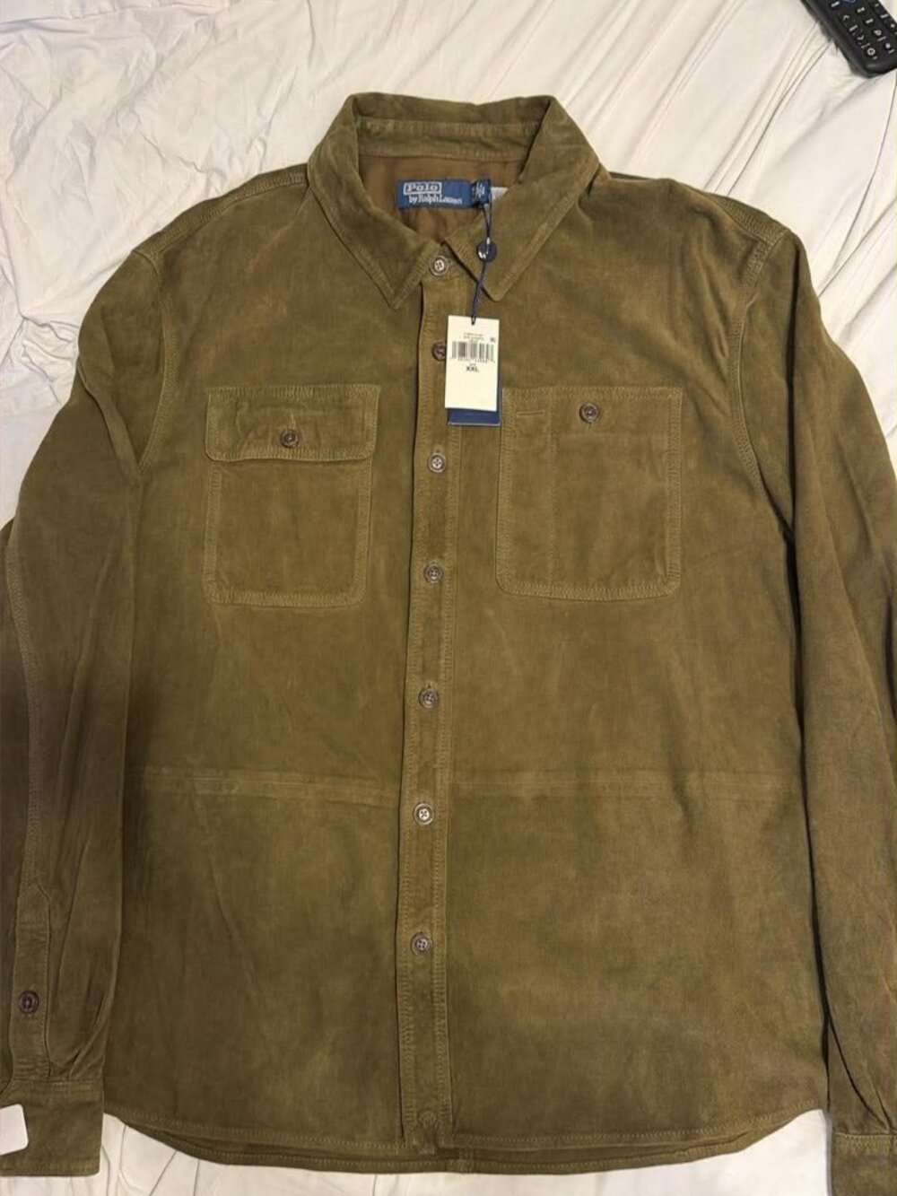NWT Polo Ralph Lauren olive green suede overshirt Brand New Size 2XL XXL